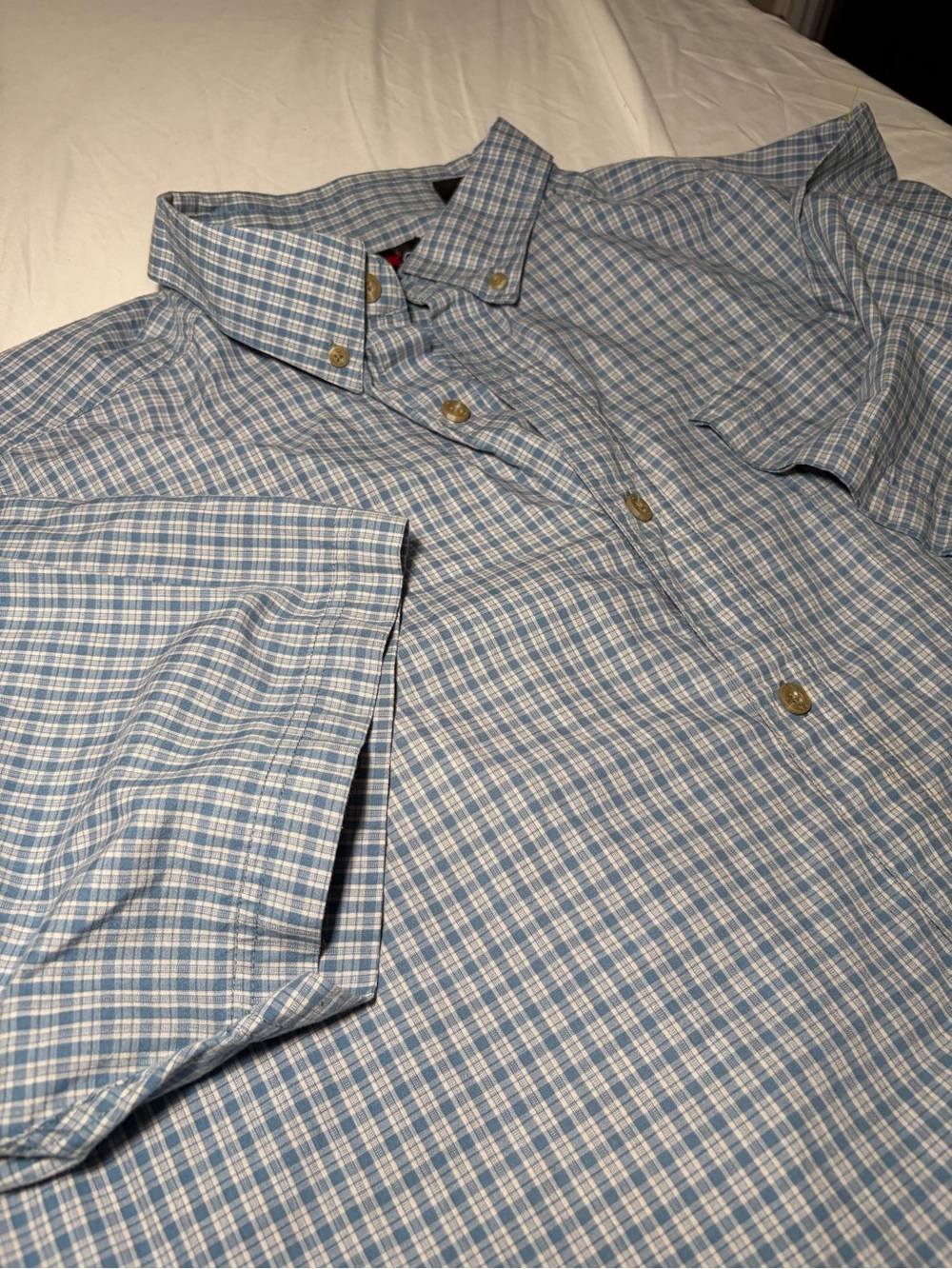 Wolverine Light Blue and White Plaid Button-Down Shirt Size XXL